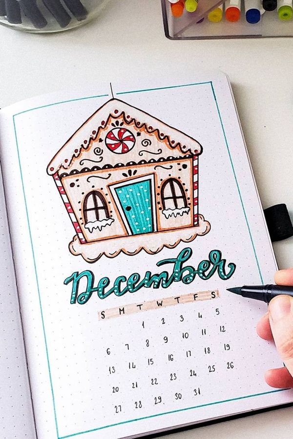 Easy and Beautiful December Bullet Journal Cover Page Ideas for the Season