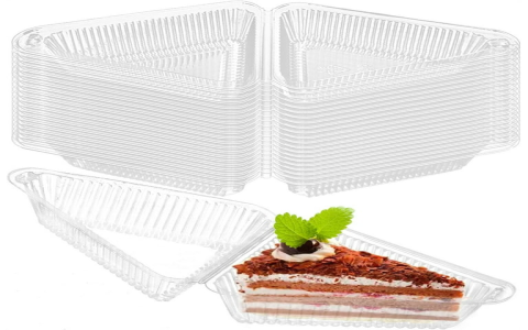 Disposable Clear Plastic Cake Slice Containers with Lid for Cheesecake, Pie, and Desserts