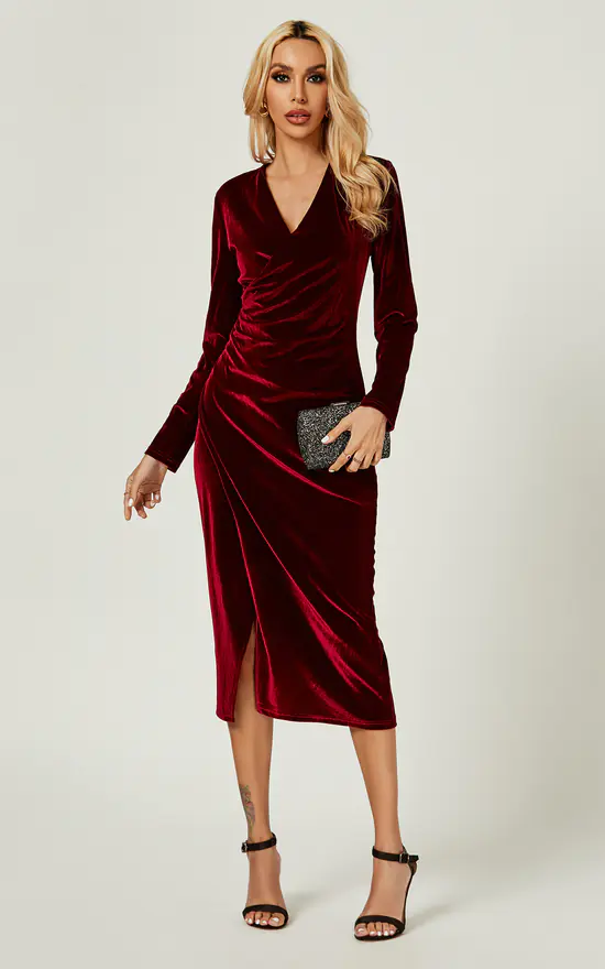 Shop Elegant Velvet Red Midi Dresses for Every Occasion