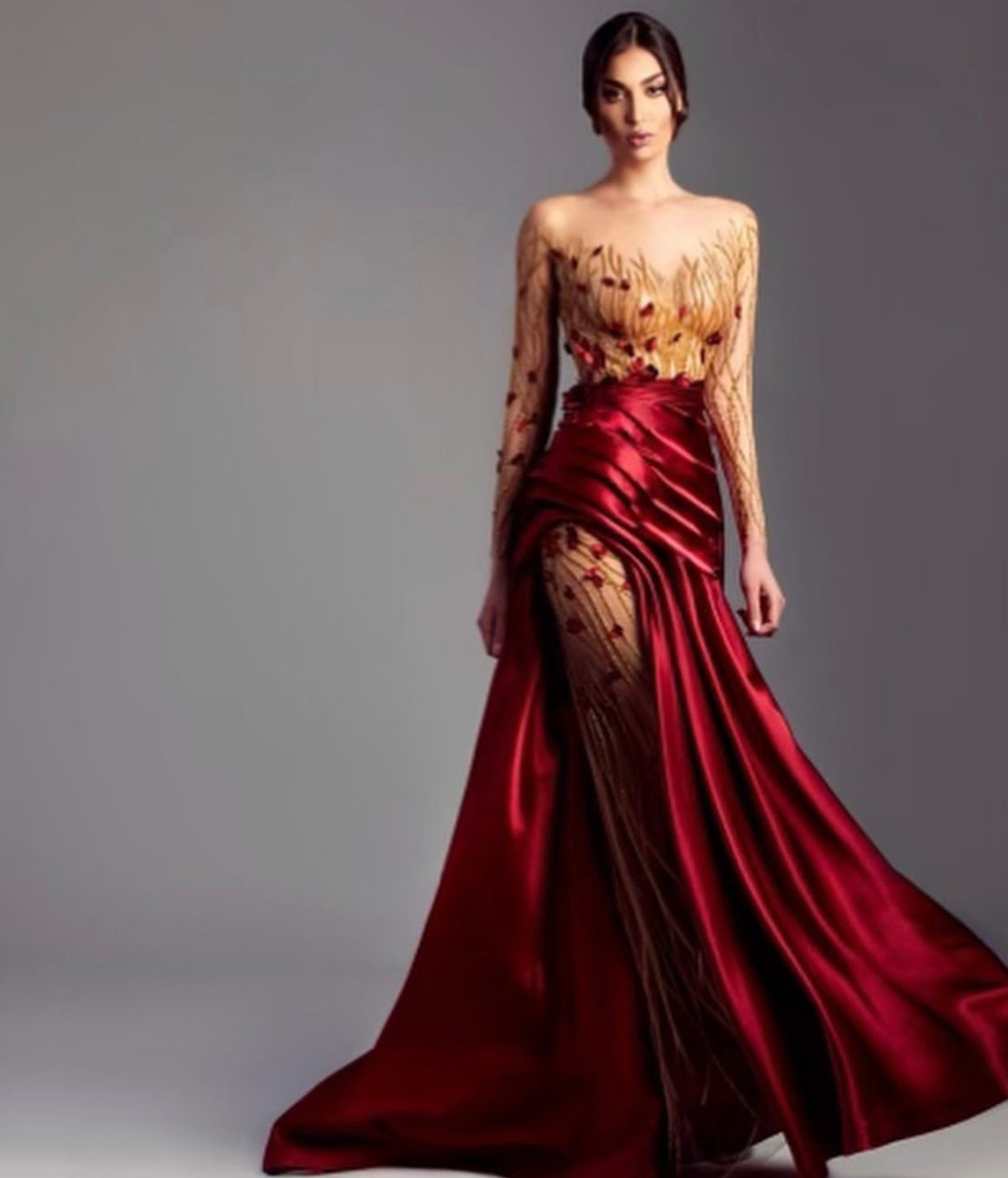 red dress roses