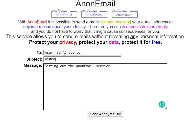 AnonEmail: Secure, Encrypted, and Anonymous Email Communication