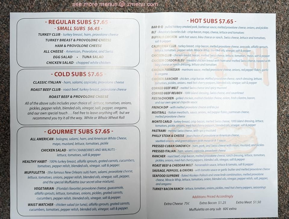Penny Hill Subs Menu in Vero Beach: Order Your Favorite Subs Online Today