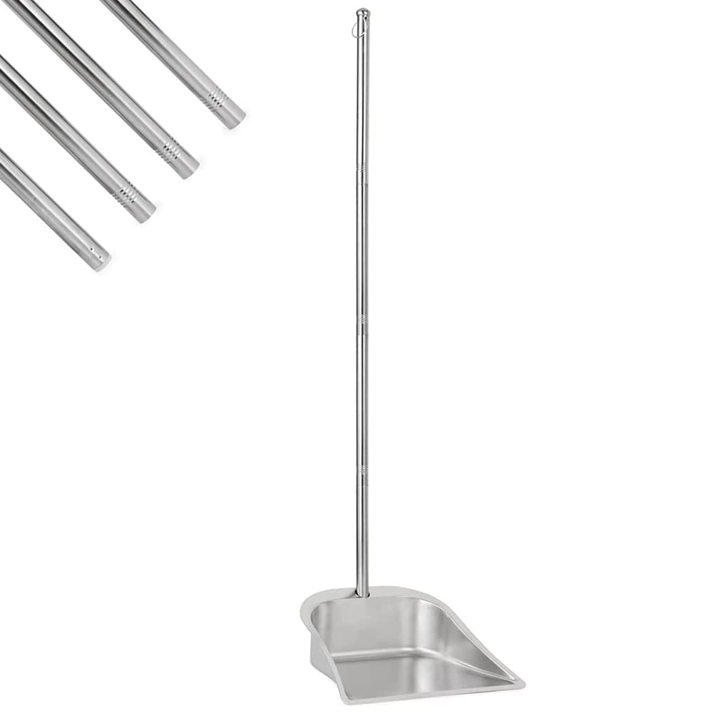 Durable Heavy-Duty Dust Pan with Long Handle for Easy Standing Use