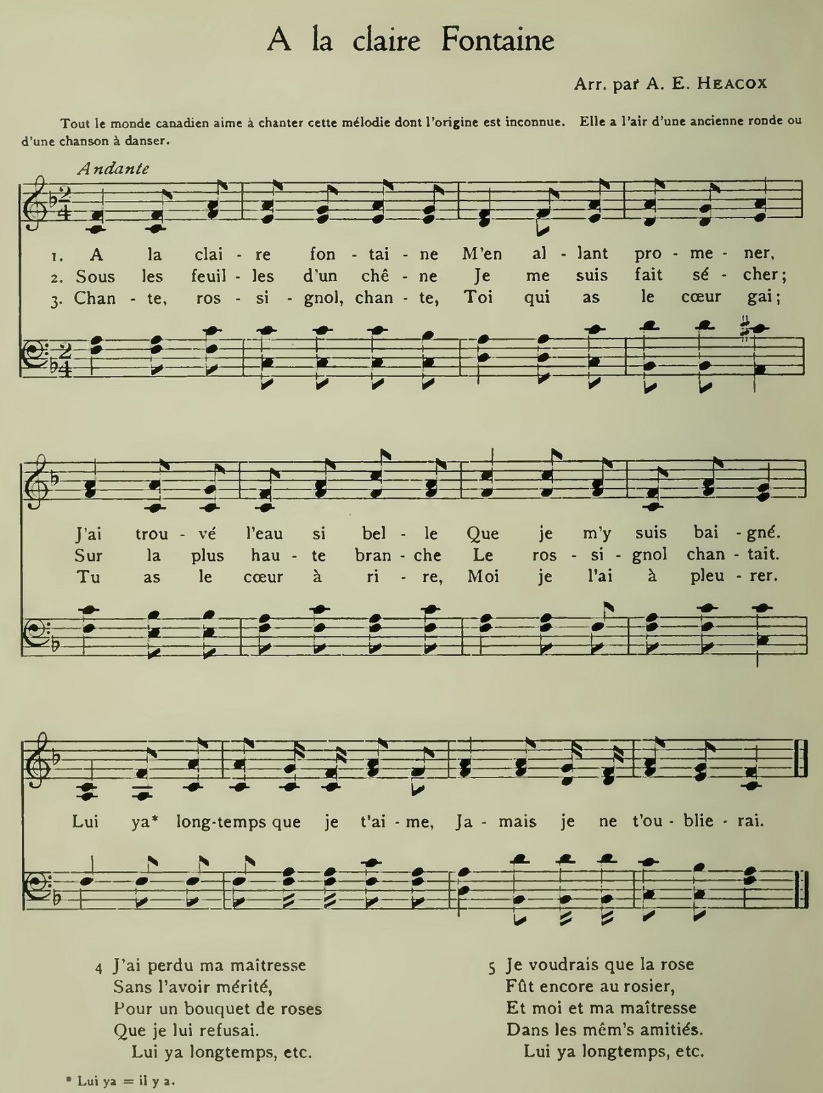 The Story of Lost Love in A La Claire Fontaine Lyrics