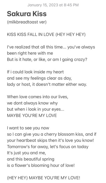 Looking for Sakura Kiss Lyrics text? Get the complete Sakura Kiss Lyrics and enjoy the music.