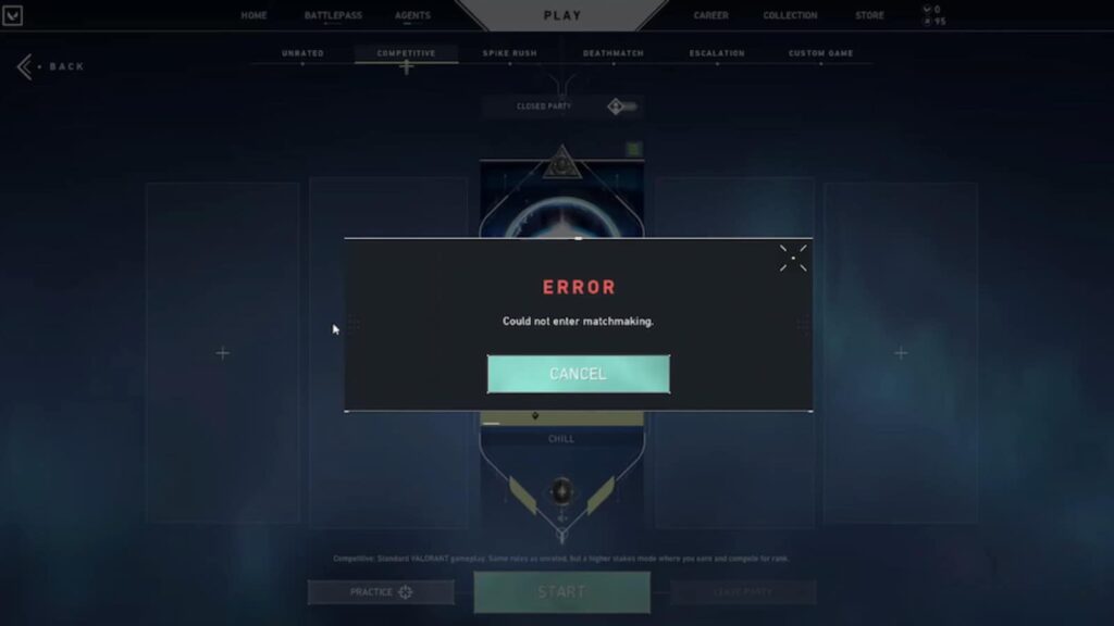 How to Fix the Could Not Enter Matchmaking Error in Valorant