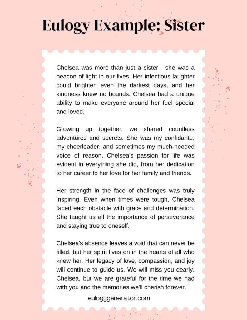 Heartwarming Eulogy for Sister: Honoring Her Life and Legacy