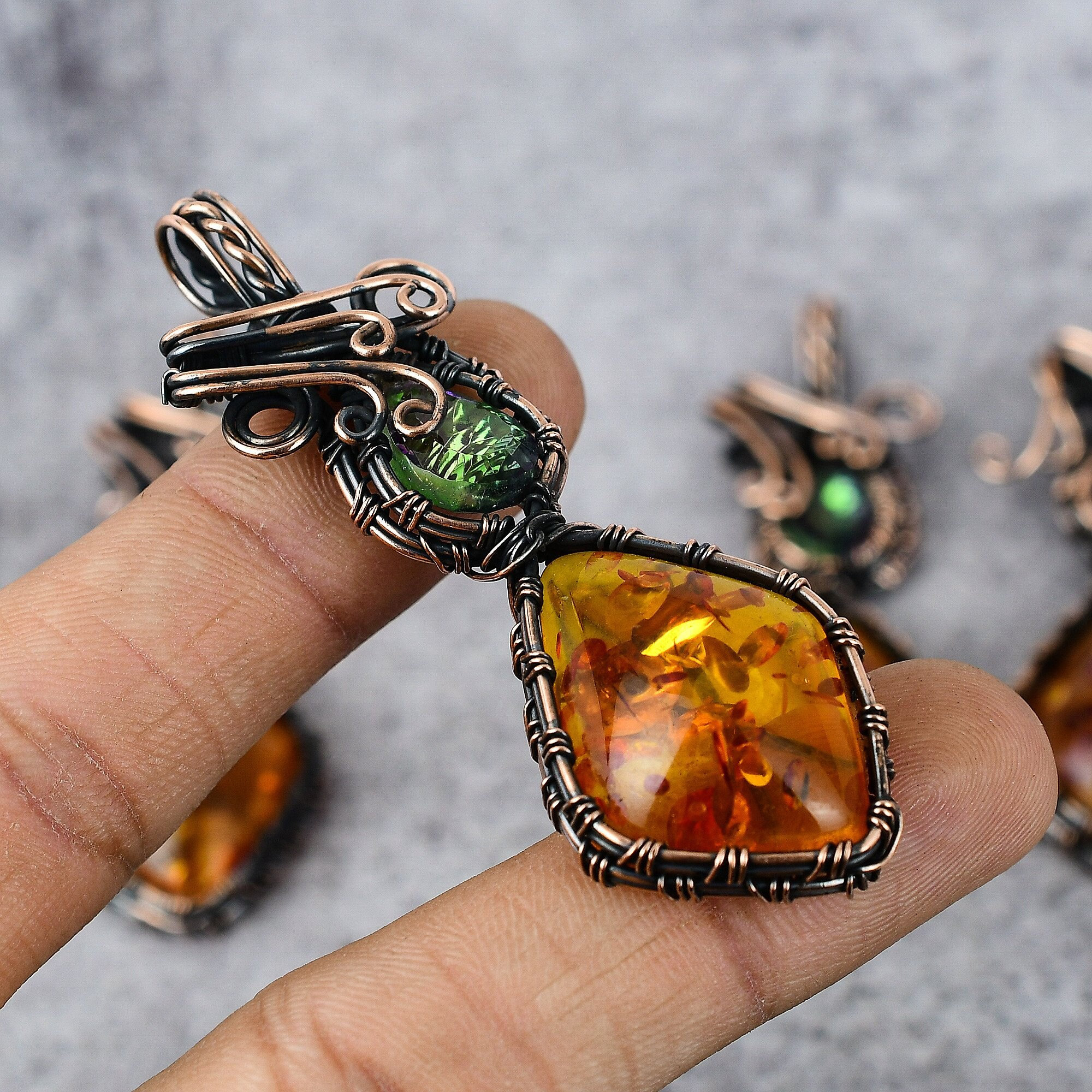 Jet and Amber Necklace: Unique Handmade Jewelry for Spiritual and Stylish Wear