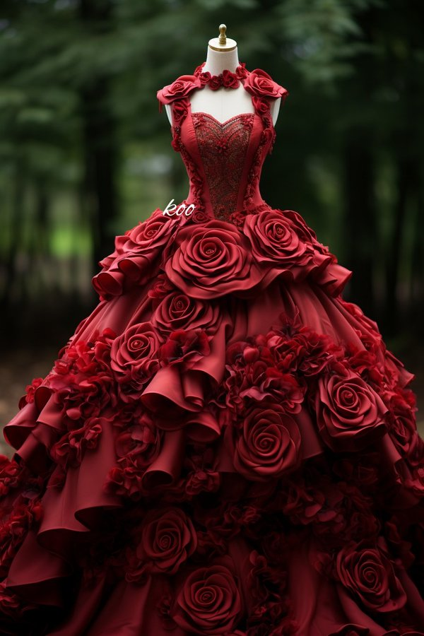 red dress roses