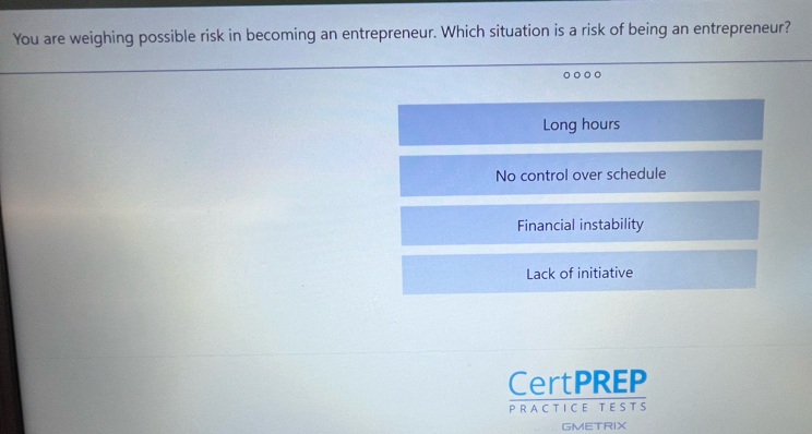 you are weighing possible risk in becoming an entrepreneur