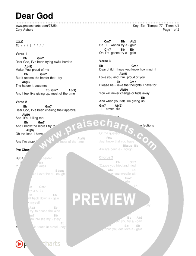 Dear God Lyrics Cory Asbury Chords: Easy Chords and Lyrics for Everyone to Learn