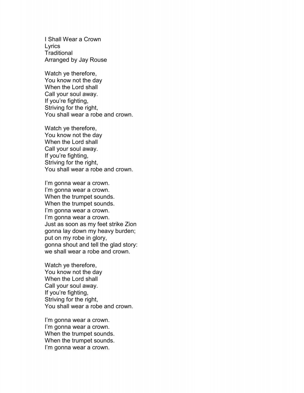 I Shall Wear a Crown Lyrics – Full Text and Meaning of the Gospel Song
