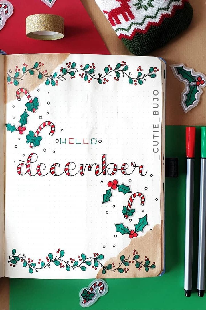 Easy and Beautiful December Bullet Journal Cover Page Ideas for the Season