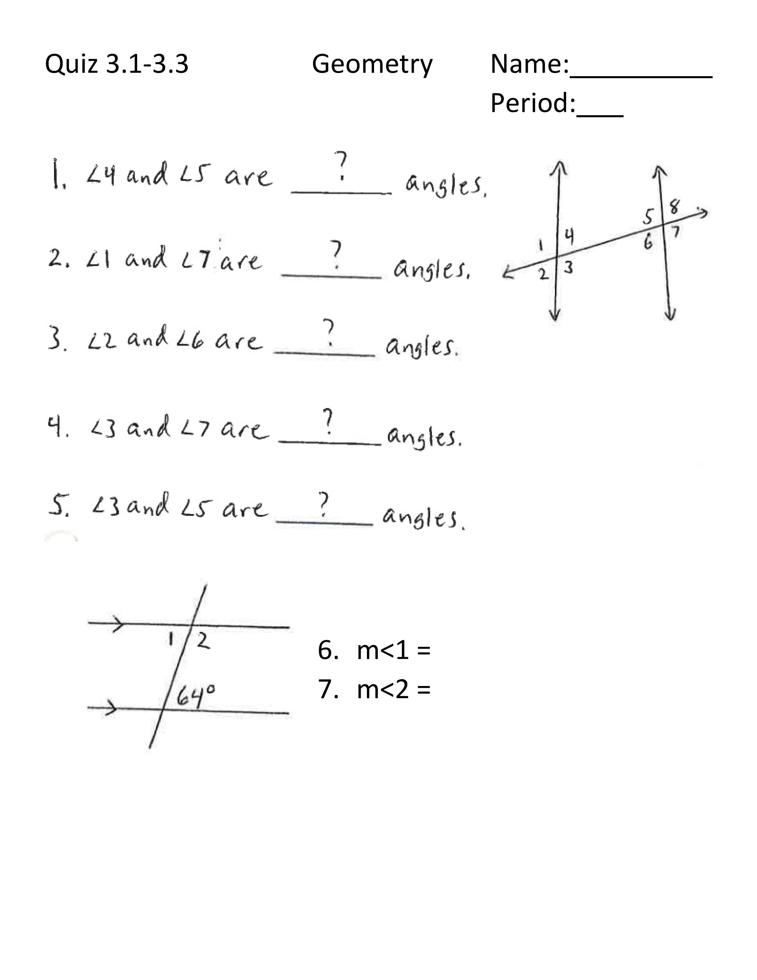 Challenge Yourself with the Geometry Quiz 3.1-3.3 Review