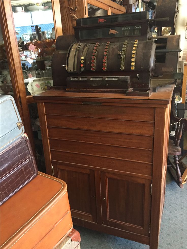 Unique National Cash Register Cabinet – Oak Wood with 9 Drawers for Collectors