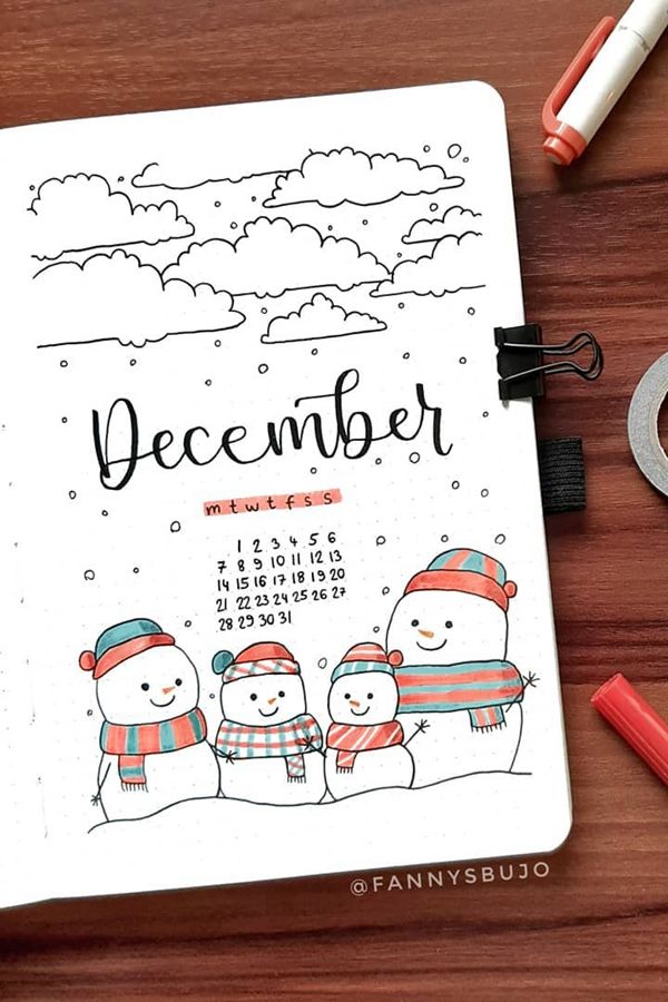 Easy and Beautiful December Bullet Journal Cover Page Ideas for the Season