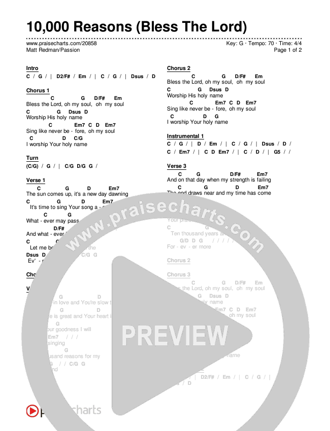 Get 10,000 Reasons Lyrics PDF – Download and Reflect on Worship