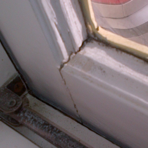 cracked window frame