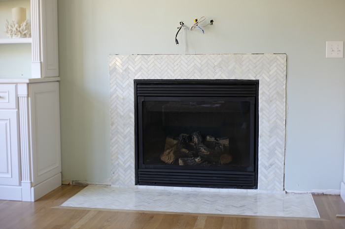 Fireplace Makeover: Using Herringbone Tile (Get This Chic Look!)
